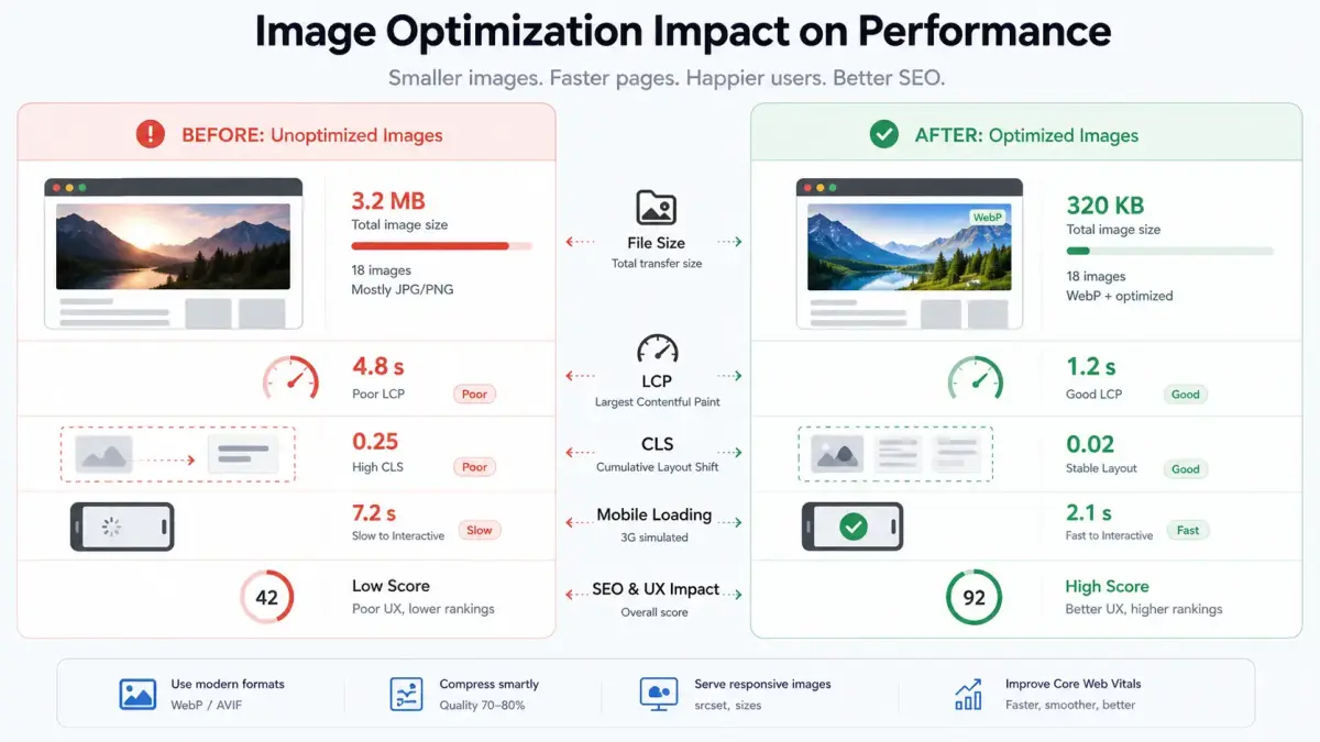 Image performance before and after optimization Image performance before and after optimization